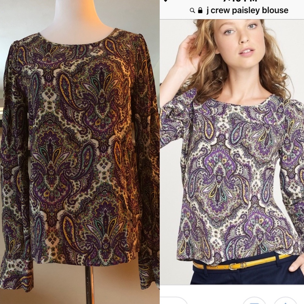 J.Crew paisley puff sleeve blouse 4